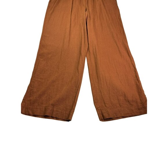 Old Navy High Rise Wide Leg Pants Linen Rayon Blend Size XL Tall Brown Elastic W - Picture 3 of 10